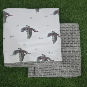 Charcoal Flying Bird single dohar 58x87 wholesale Jaipur – Charcoal Flying Bird reversible single bed dohar pack of 2 wholesale Jaipur – Mausam collection