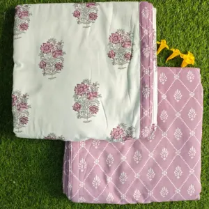 Lilac rose single dohar 58x87 wholesale Jaipur – Lilac Rose Buta reversible single bed dohar pack of 2 wholesale Jaipur – Mausam collection
