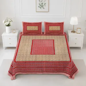 Red double bedsheet 90x108 90x108 wholesale Jaipur – Red Centre Square printed cotton double bedsheet 90x108 wholesale Jaipur – Rangeela collection