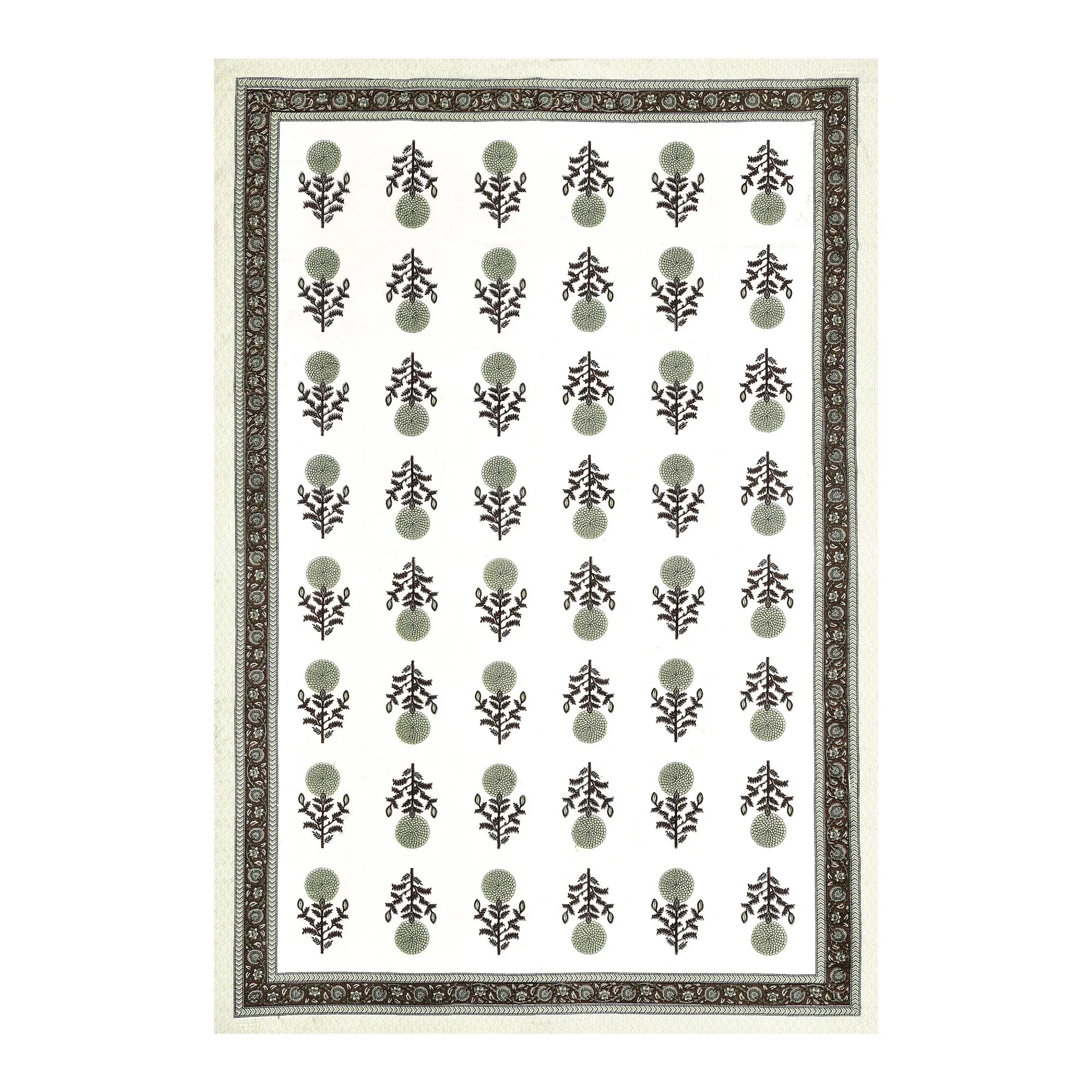 Olive Genda Phool Buta single bed cotton bedsheet 60x90 with pillow cover – olive green – Jaipur wholesale – image 4