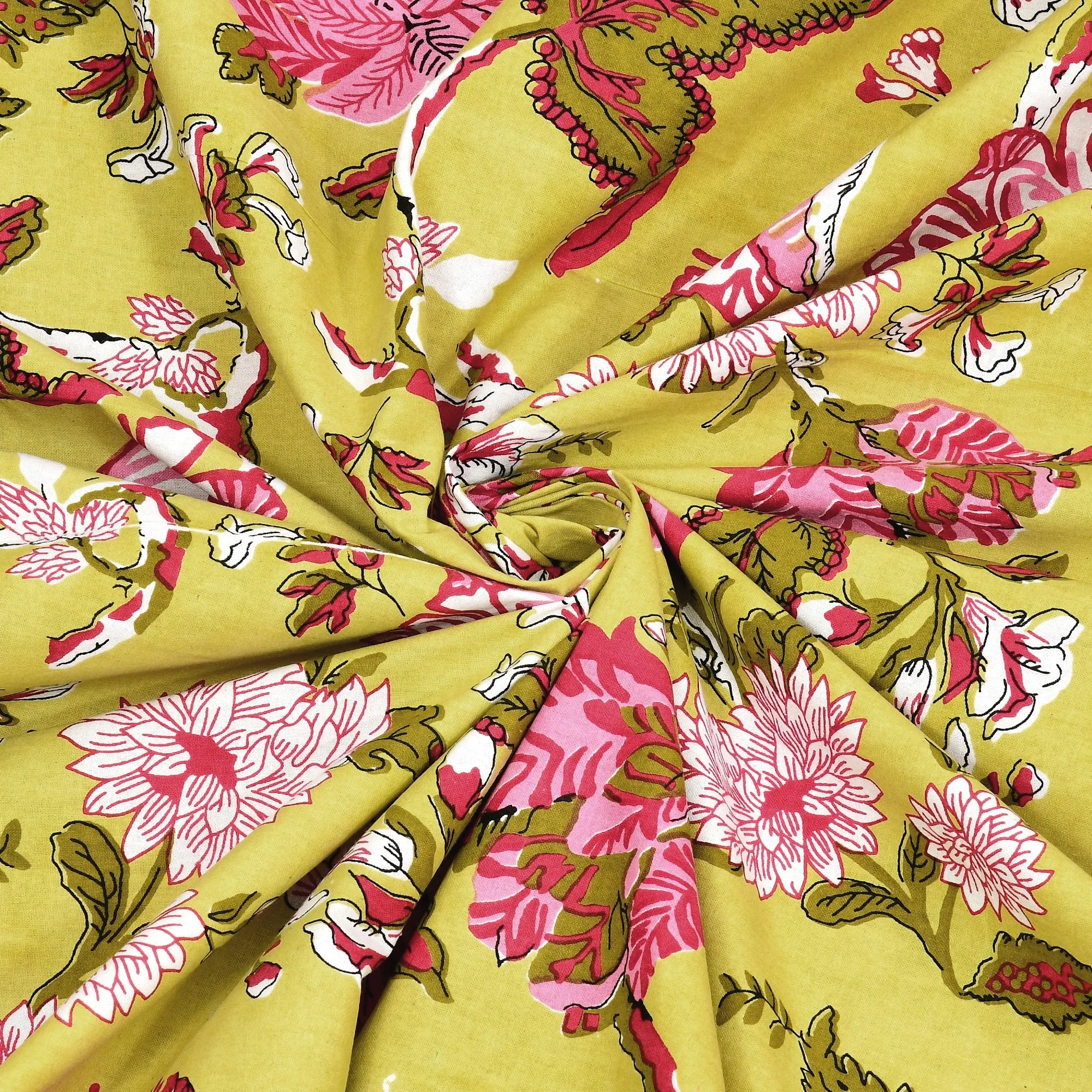 Mehendi Green Gulab Bouquet pure cotton double bedsheet 90x108 wholesale Jaipur – view 6