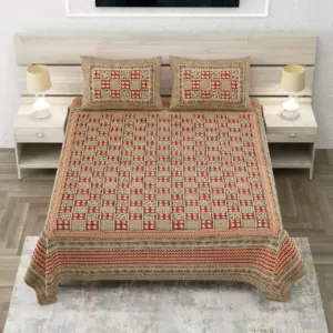 Rust sanganeri double bedsheet 90x108 wholesale Jaipur β Rust Chowkdi double bedsheet 90x108 wholesale Jaipur β Sanganer Heritage collection