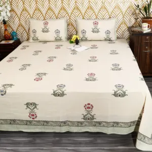 Grey mughal king size bedsheet 108x108 wholesale Jaipur – Grey Green Mughal Buta king size bedsheet 108x108 wholesale Jaipur – Amer collection