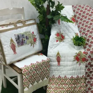 White Red Floral Buta Jaipuri Razai Wholesale – Mulmul Cotton Quilt (Jal Mahal)