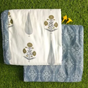 Indigo paisley single dohar 58x87 wholesale Jaipur – Indigo Kairi Buta reversible single bed dohar pack of 2 wholesale Jaipur – Mausam collection