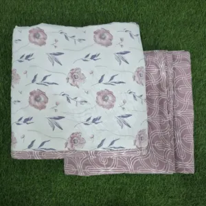 Mauve Rose Sprig single dohar 58x87 wholesale Jaipur – Mauve Rose Sprig reversible single bed dohar pack of 2 wholesale Jaipur – Mausam collection