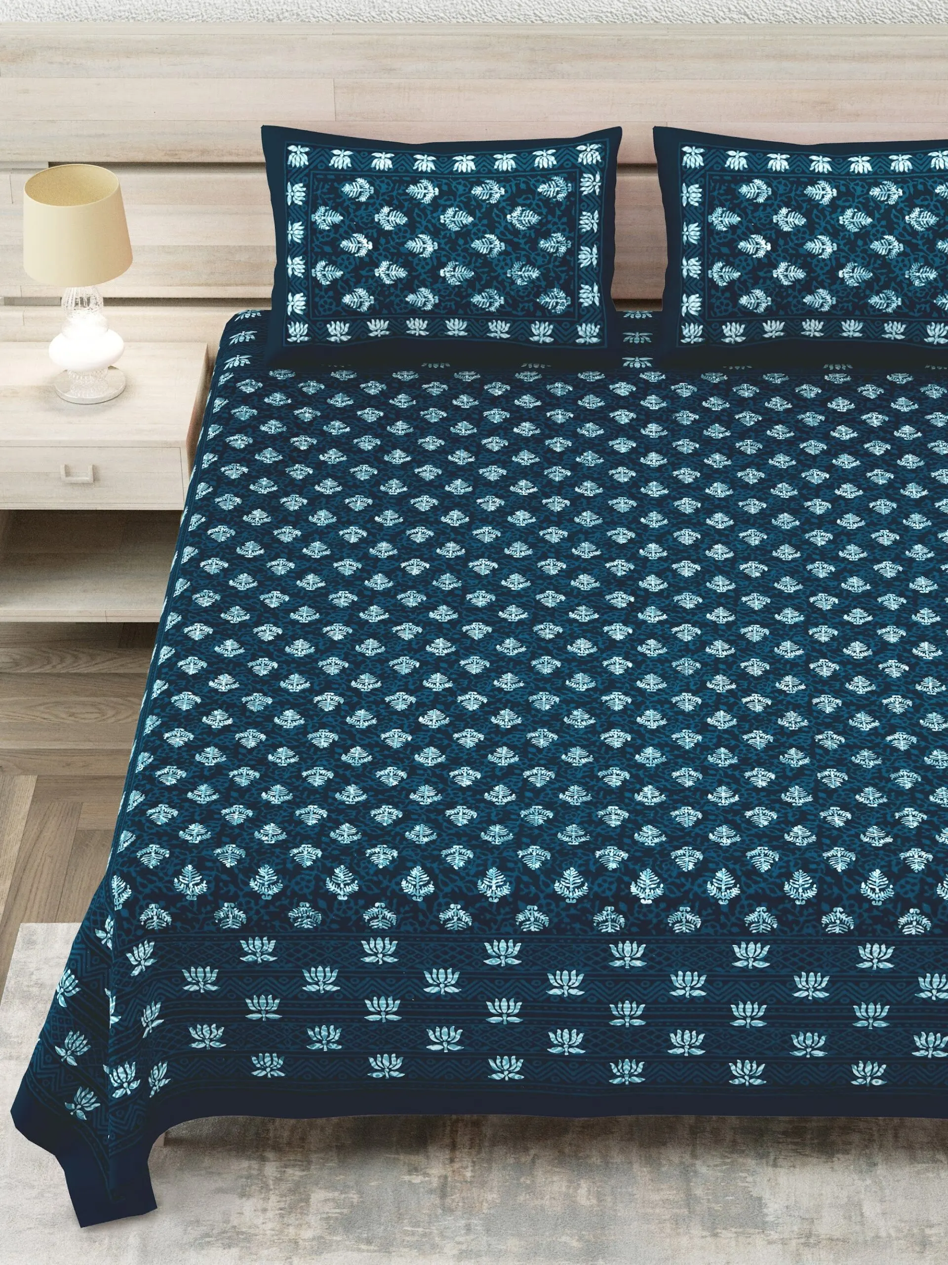 Indigo small buti sanganeri bedsheet 90x108 wholesale Jaipur – Indigo Small Buti double bedsheet 90x108 wholesale Jaipur – Sanganer Heritage collection
