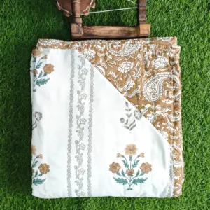 Brown paisley double dohar 90x100 wholesale Jaipur – Brown Paisley Stripe reversible double bed dohar 90x100 wholesale Jaipur – Barkha collection