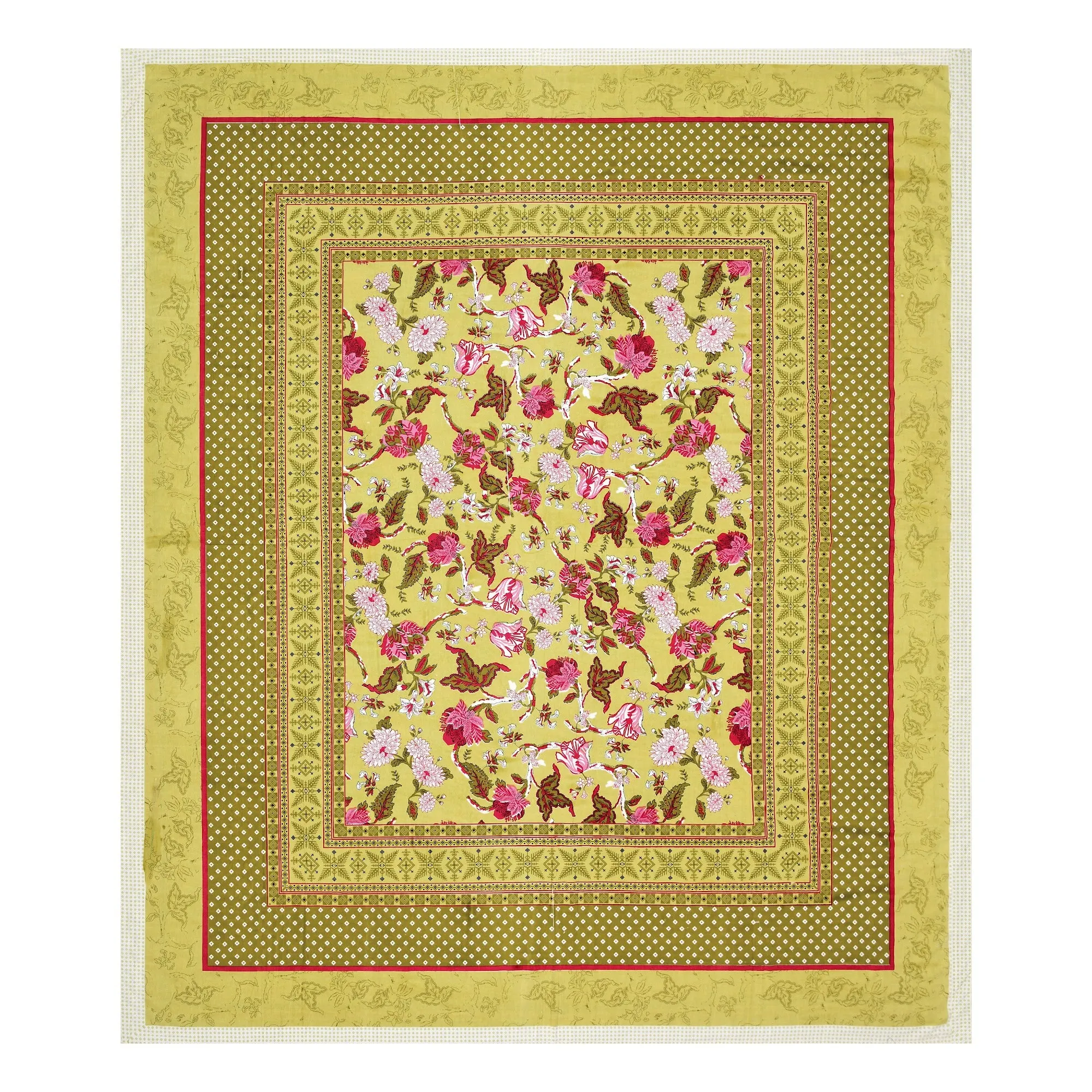 Mehendi Green Gulab Bouquet pure cotton double bedsheet 90x108 wholesale Jaipur – view 3