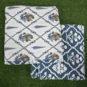 Indigo Diamond Buta Jaal Reversible Single Bed Dohar Pack of 2, 58x87 (Mausam)