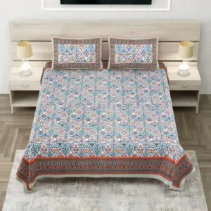 Blue Maroon Jaal king size bedsheet 108x108 wholesale Jaipur – Sheesh Mahal collection