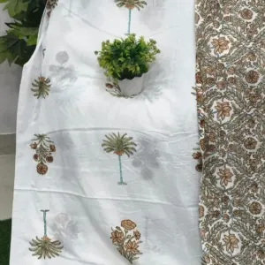 White Palm Buta Jaipuri razai wholesale Jaipur – White Palm Buta Rust Reverse mulmul cotton quilt, reversible – Jal Mahal collection