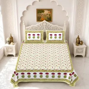 Yellow tulip double bedsheet 90x108 wholesale Jaipur – Yellow Tulip Border double bedsheet 90x108 wholesale Jaipur – Gulmohar collection