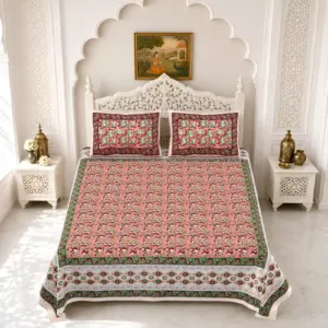 Coral jaal double bedsheet 90x108 wholesale Jaipur – Coral Green Border Jaal double bedsheet 90x108 wholesale Jaipur – Gulmohar collection
