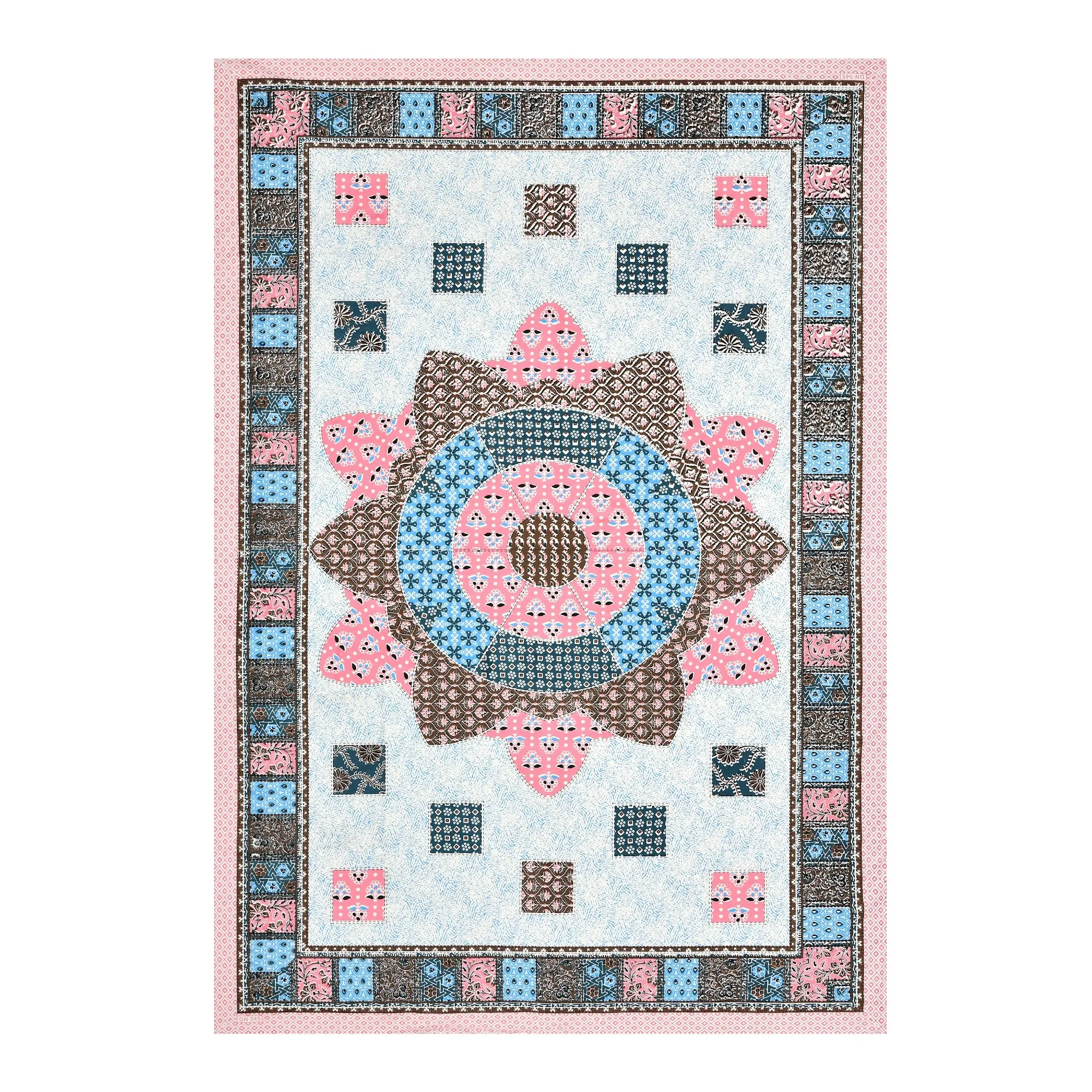 Rose Patchwork Mandala single bed cotton bedsheet 60x90 with pillow cover – rose – Jaipur wholesale – image 4