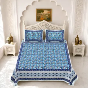 Royal Blue Jaal double bedsheet 90x108 wholesale Jaipur – Gulmohar collection
