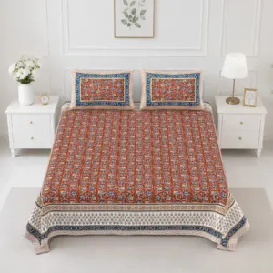 Rust jaal double bedsheet 90x108 90x108 wholesale Jaipur – Rust Floral Jaal printed cotton double bedsheet 90x108 wholesale Jaipur – Rangeela collection