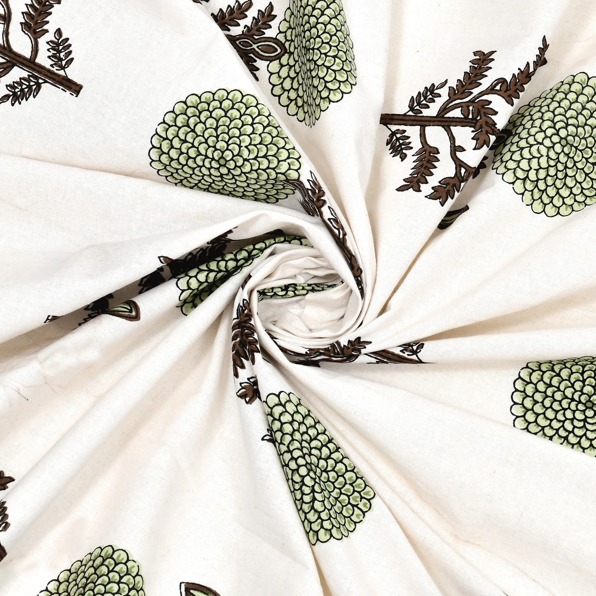 Olive Genda Phool Buta single bed cotton bedsheet 60x90 with pillow cover – olive green – Jaipur wholesale – image 6