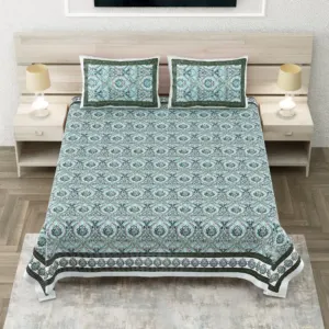 Teal jaal king size bedsheet 108x108 wholesale Jaipur – Teal Floral Jaal king size bedsheet 108x108 wholesale Jaipur – Sheesh Mahal collection