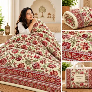 Cream Maroon Floral Jaipuri razai wholesale Jaipur – Cream Maroon Floral mulmul cotton quilt, reversible – Jal Mahal collection