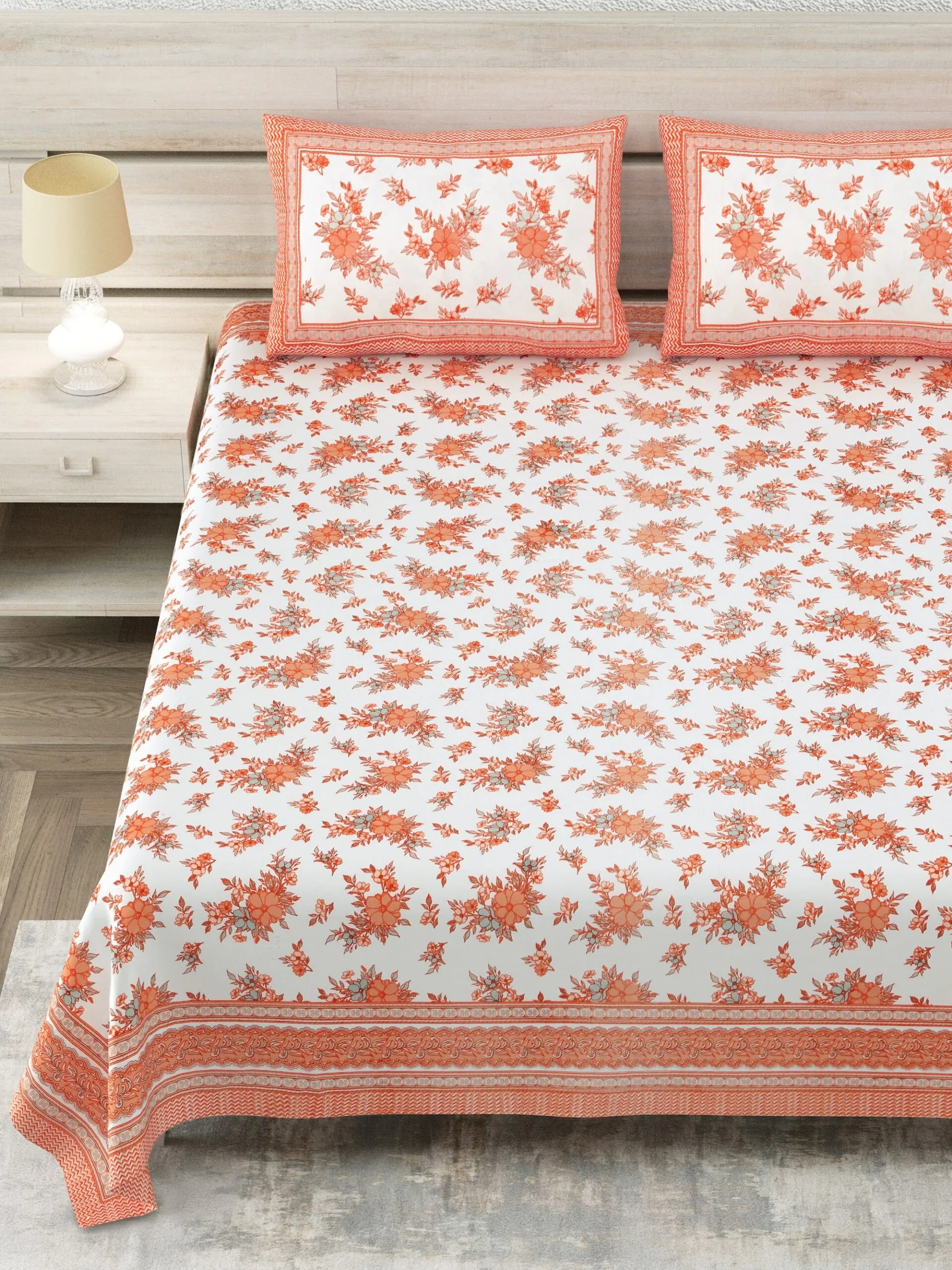 Coral Paisley king size bedsheet 108x108 wholesale Jaipur – Sheesh Mahal collection – view 2