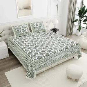 Charcoal Medallion cotton double bedsheet 90x108 wholesale Jaipur – Mehrangarh collection