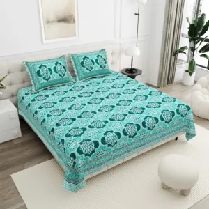 Emerald Medallion cotton double bedsheet 90x108 wholesale Jaipur – Mehrangarh collection