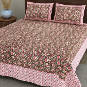 Maroon Anar Jaal cotton double bedsheet 90x108 wholesale Jaipur – Gulab Bagh collection